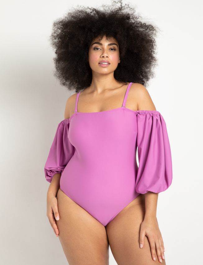 Swimsuits with off the best sale shoulder sleeves