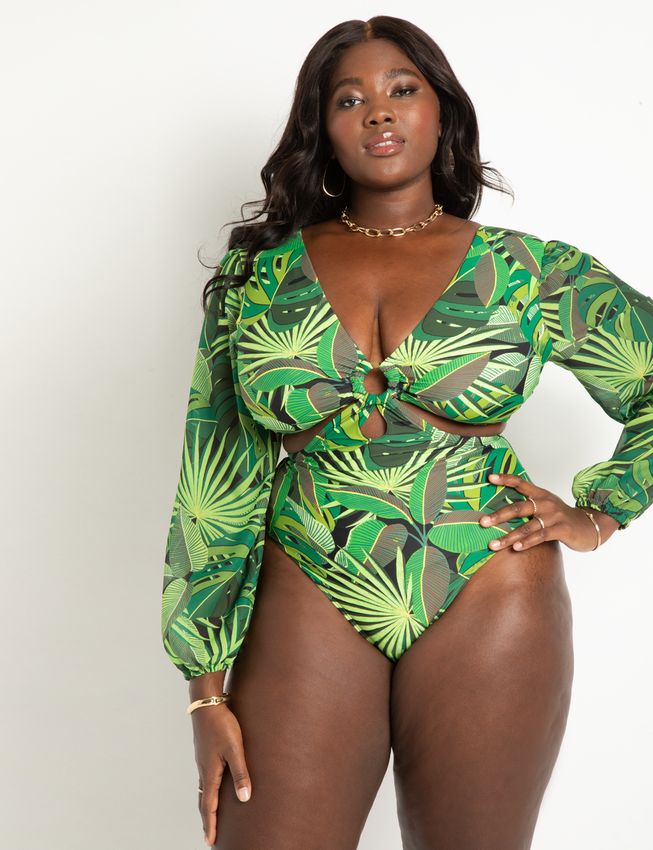 Plus size store monokini cut out